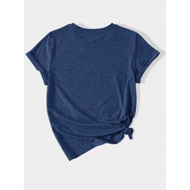 Women's Casual Cat Lover Graphic Tee - Cute Cartoon Kitten with Hearts & 