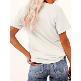 Women'S Y2K-Inspired Casual T-Shirt with Cartoon Print - Short Sleeve, Round Neck, All-Season Top | Playful Anime-Style Design with Bow and Weightlifting