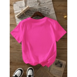 1pc Women'S Plus Size Christmas T-Shirt - Casual Crew Neck Polyester Top with Slight Stretch, Festive Reindeer Bow Print, Knit Fabric Short Sleeve Tee for Summer