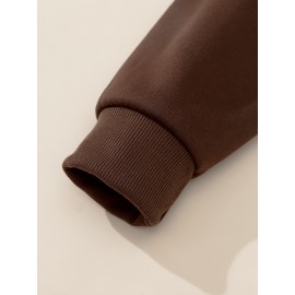 Plus Size Cozy Chic Letter Print Drawstring Hoodie - Soft Warm Fleece Lined Long Sleeve Sweatshirt with Relaxed Fit for Fall & Winter - Women's Comfortable Casual Wear for Everyday