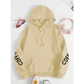 [Women's Oversized Hoodie] Women's Oversized Hoodie with Coffee Lover Graphic Print - Soft Casual Long Sleeve Pullover, Front Pockets, Machine Washable, All-Season Comfort for Casual Attire, Cute Hoodies