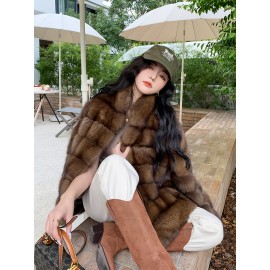 Women'S Elegant Faux Fur Coat - Ultra-Soft Plush Winter Jacket with Contrast Trim, Long Sleeves & Flared Hem, Loose Fit for Casual & Formal Occasions, Fall/Winter Fashion Essential, Winter Outerwear, Sophisticated Style, Luxurious Texture